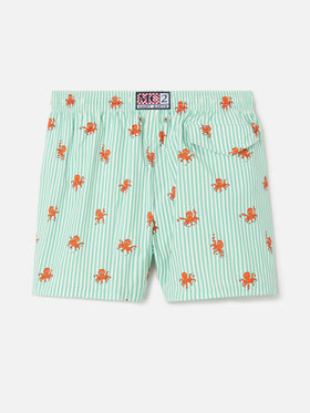 Jean Lighting Stretch swim shorts striped with all-over octopus print