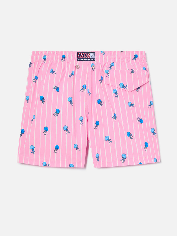 Jean Lighting Stretch swim shorts striped with all-over jellyfish print