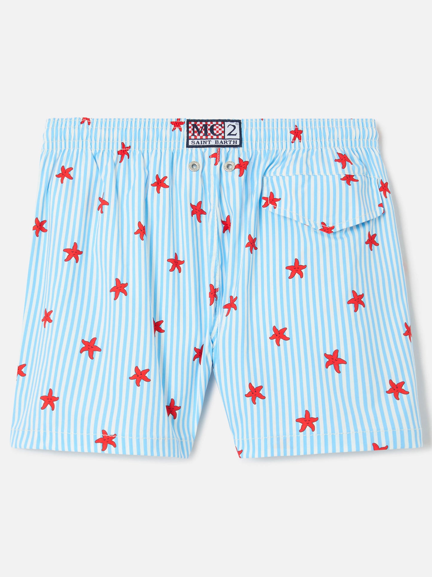 Jean Lighting Stretch swim shorts striped with all-over starfish print