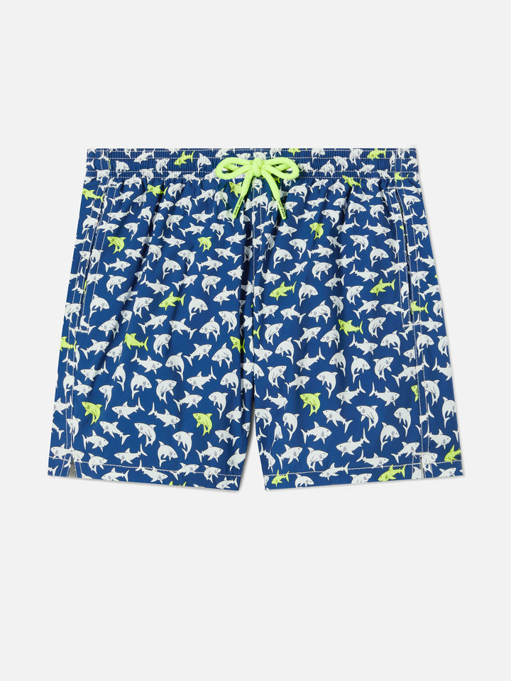 Jean Lighting Stretch swim shorts with all-over sharks print