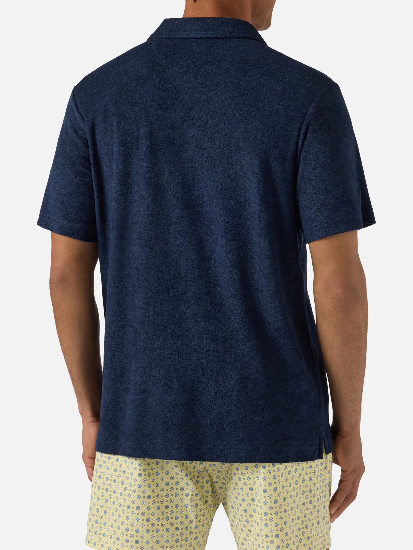 Polo Jeremy bleu marine en coton effet éponge 