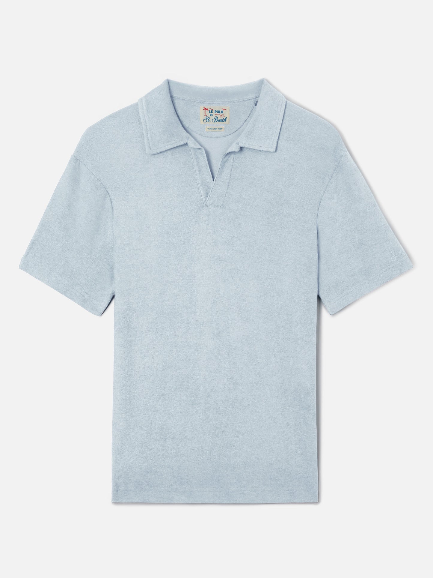 Light blue Jeremy polo in terry-effect cotton
