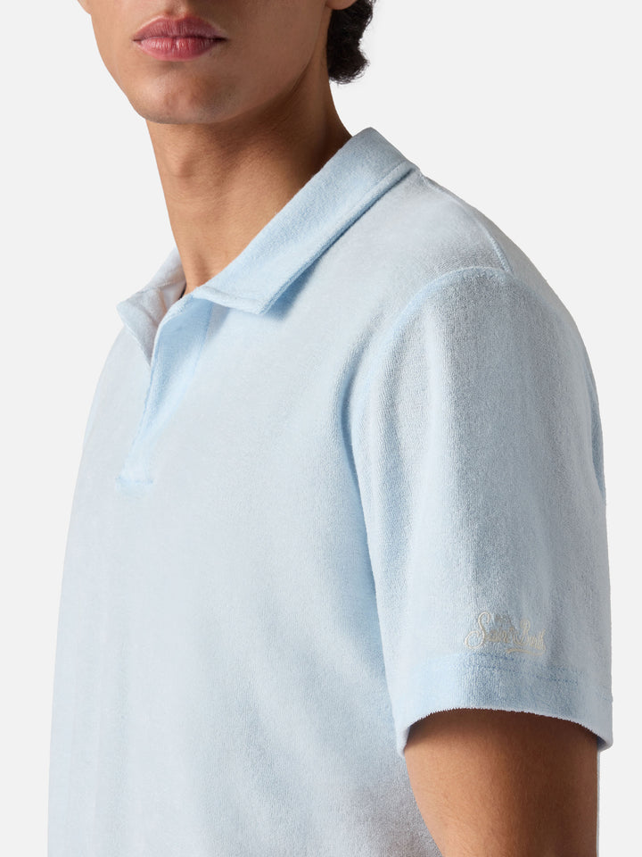 Light blue Jeremy polo in terry-effect cotton