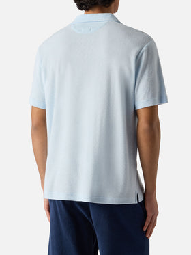 Light blue Jeremy polo in terry-effect cotton