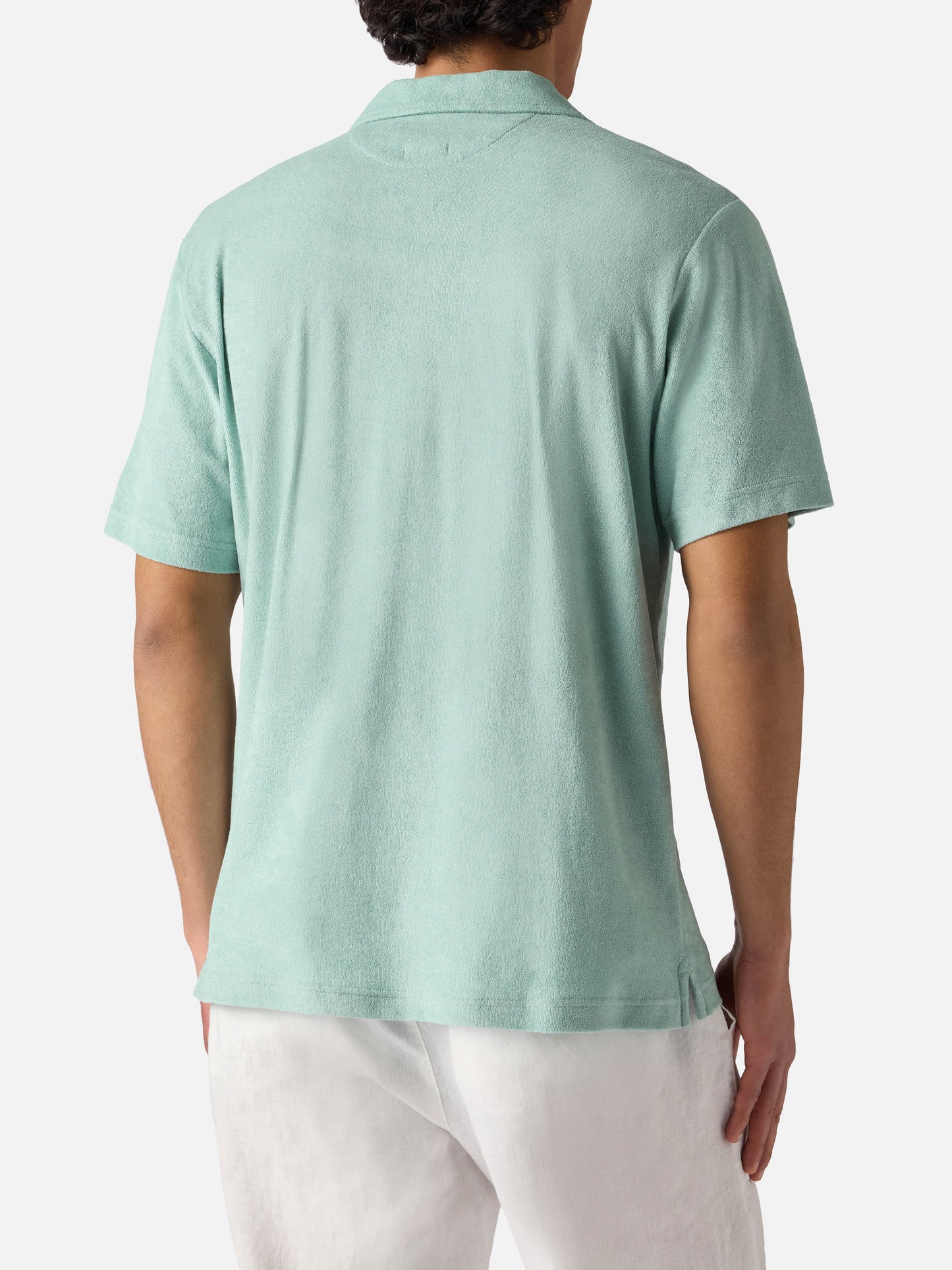 Polo Jeremy in cotone effetto spugna verde salvia