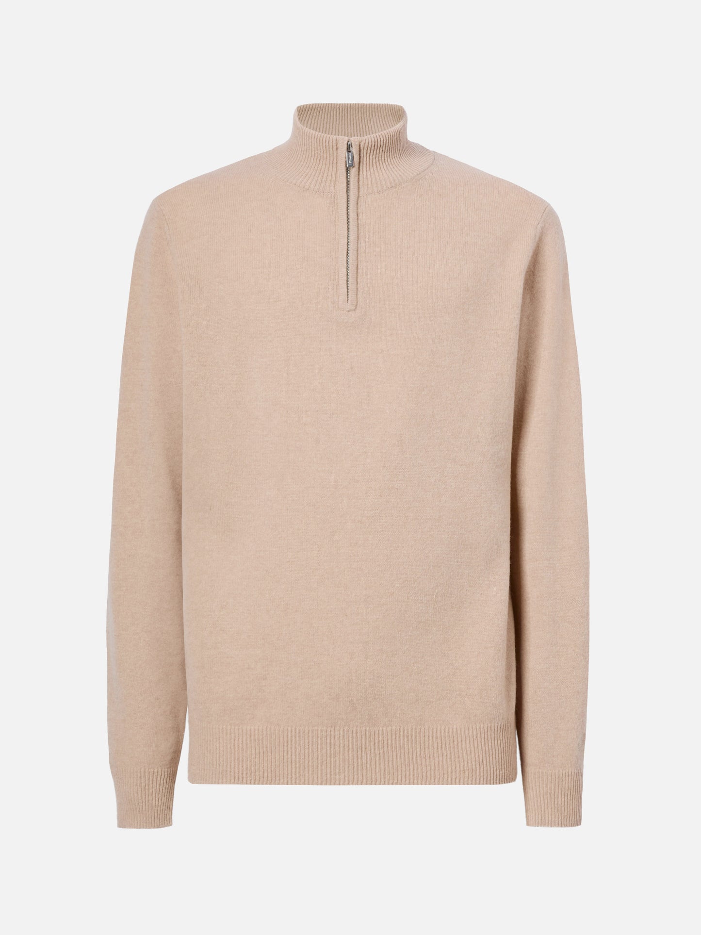 Pullover a mezza zip Jermyn in lambswool beige