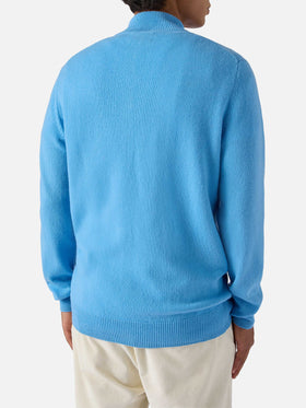 Jermyn lambswool half-zip sweater in powder blue