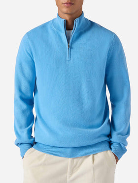 Jermyn lambswool half-zip sweater in powder blue