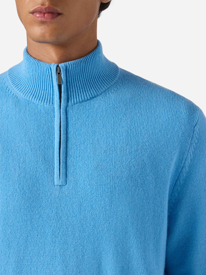 Jermyn lambswool half-zip sweater in powder blue