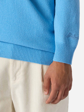 Jermyn lambswool half-zip sweater in powder blue