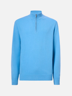Jermyn lambswool half-zip sweater in powder blue