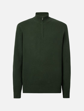 Jermyn half-zip sweater in 100% lambswool moss green