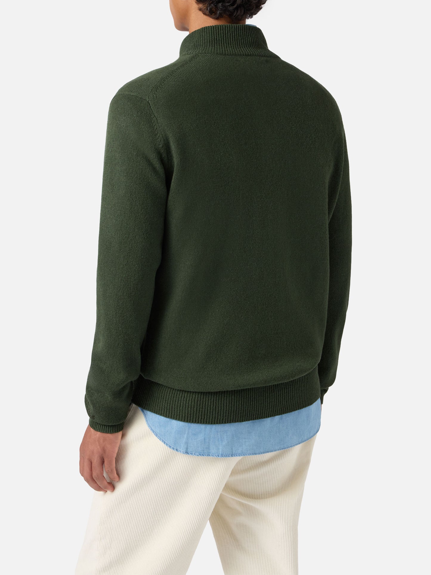 Pullover a mezza zip Jermyn in lambswool verde muschio