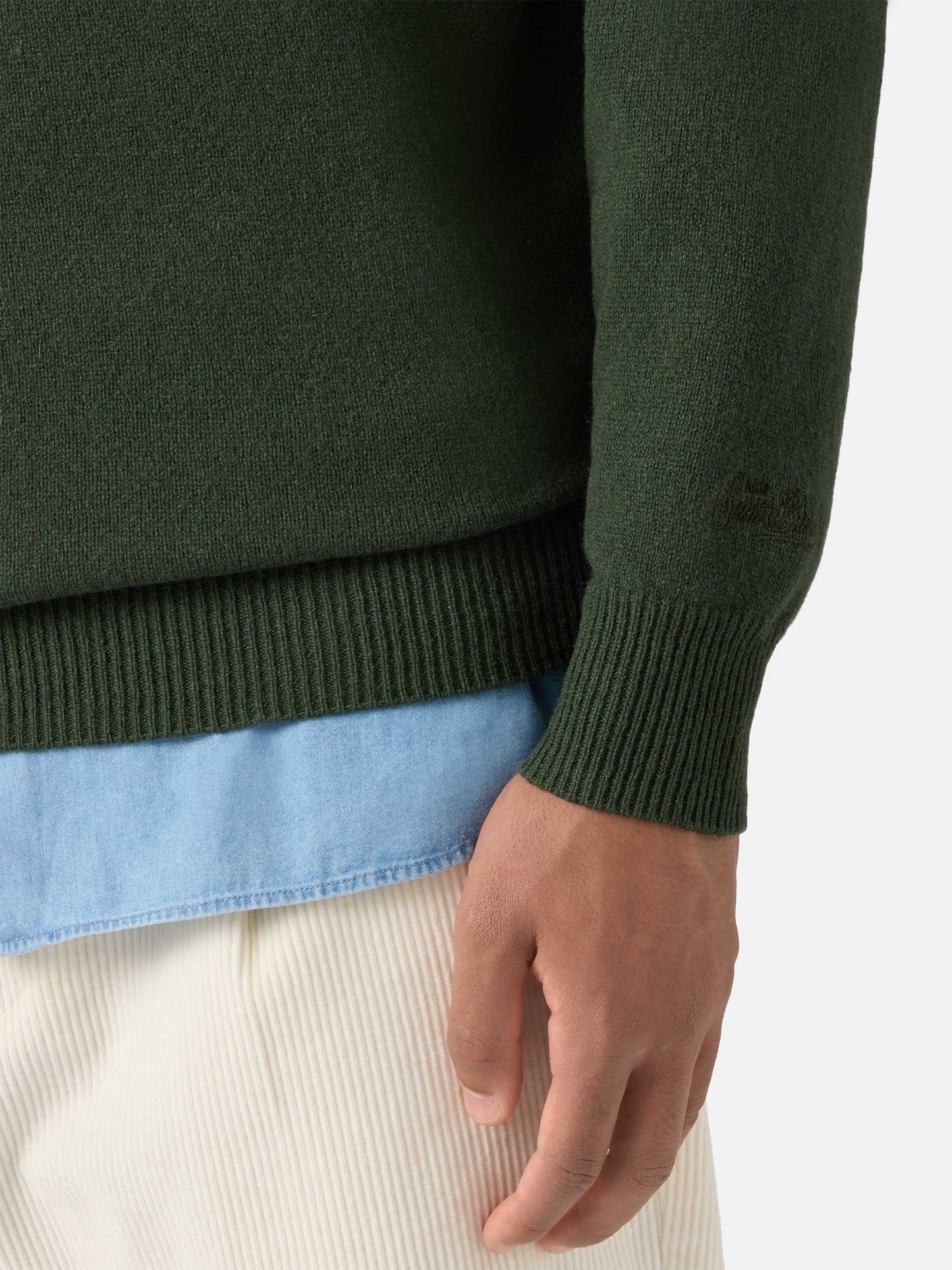 Pullover a mezza zip Jermyn in lambswool verde muschio