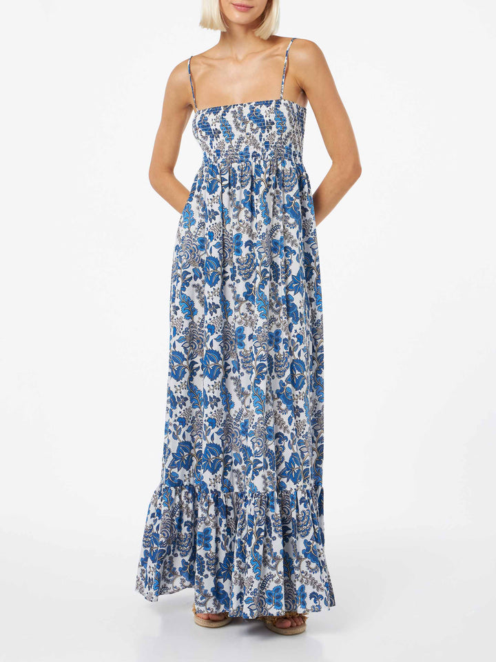 Woman cotton dress Jemma with smocked embroidery - MC2 Saint Barth