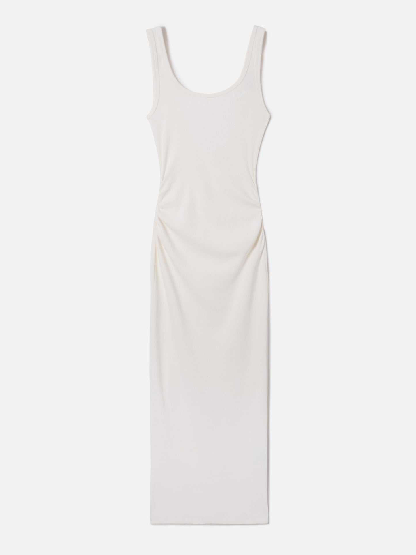 Robe Jennifer midi en tissu de coton stretch côtelé coloris crème 