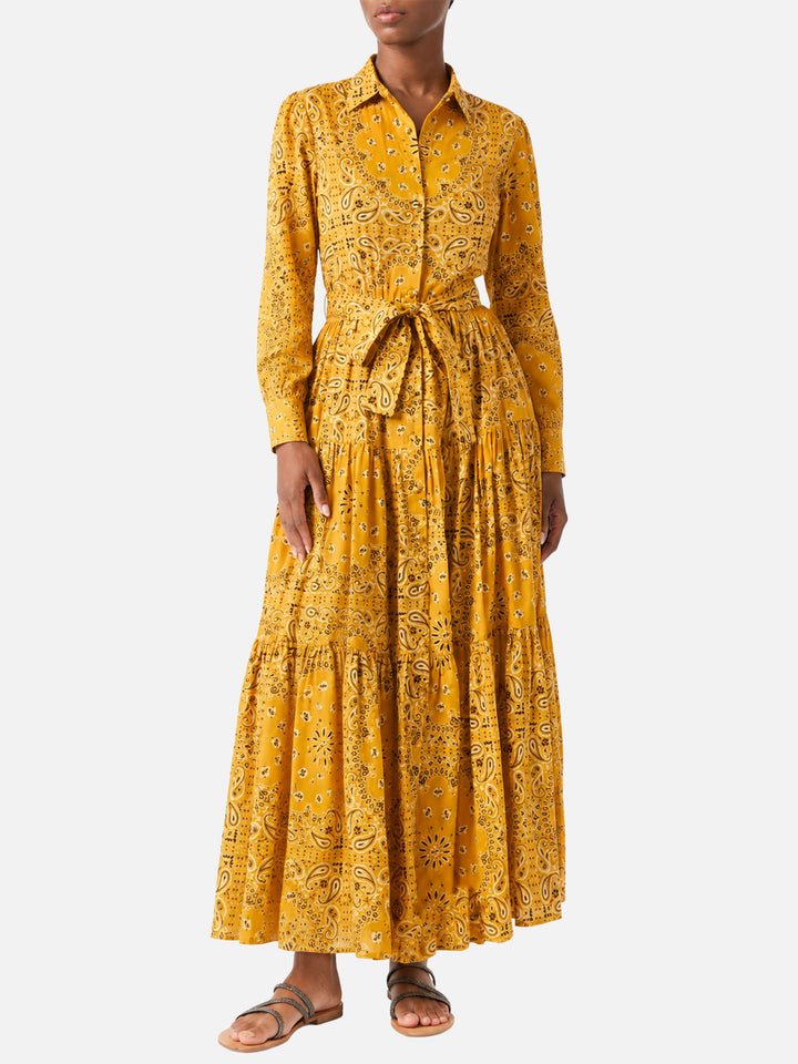 Robe longue en coton Ochre Jensen avec imprimé bandana 