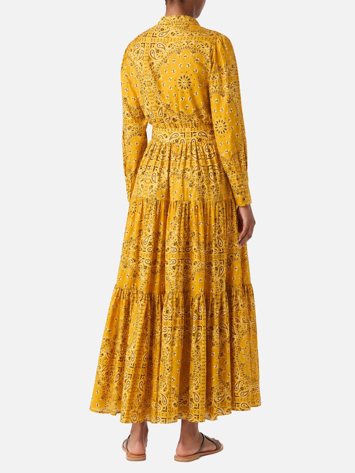 Robe longue en coton Ochre Jensen avec imprimé bandana 