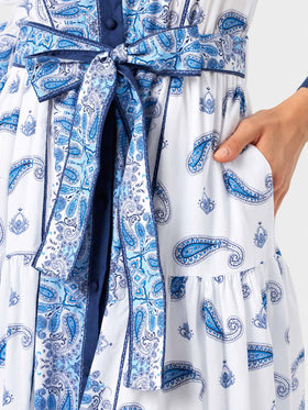 Vestido Jensen de algodón con estampado paisley azul 