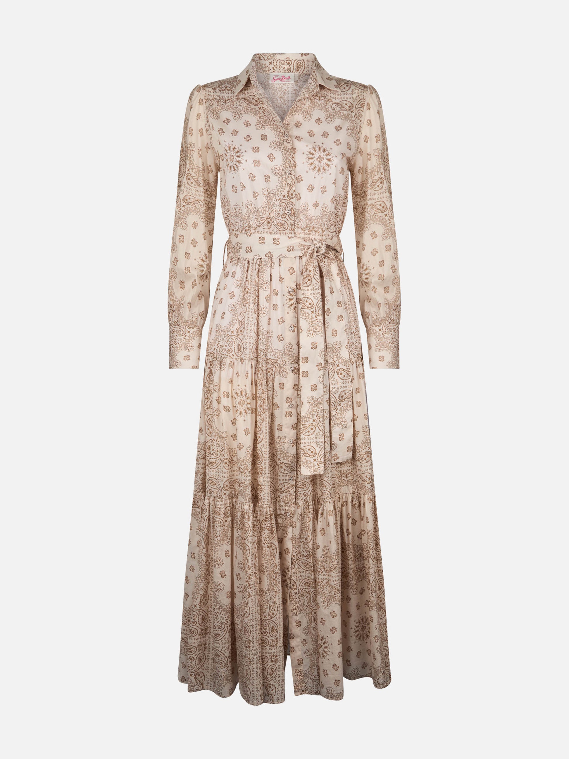 Woman beige bandanna cotton dress Jensen - MC2 Saint Barth