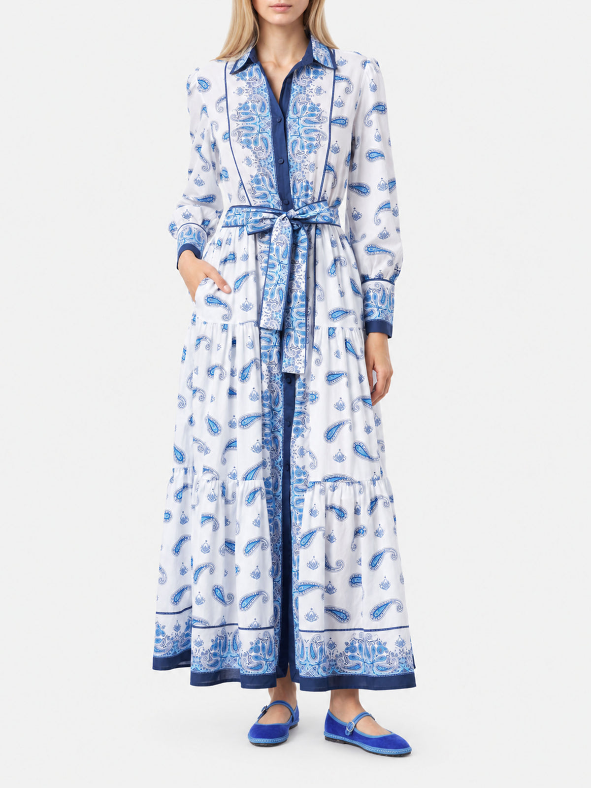 Robe longue Jensen en coton avec imprimé paisley 