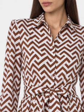 Robe longue Jensen en coton à imprimé zigzag 