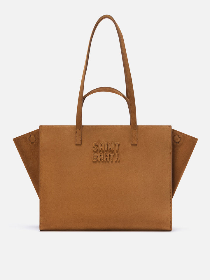 Grand sac Jour en daim Nut avec broderie logo 
