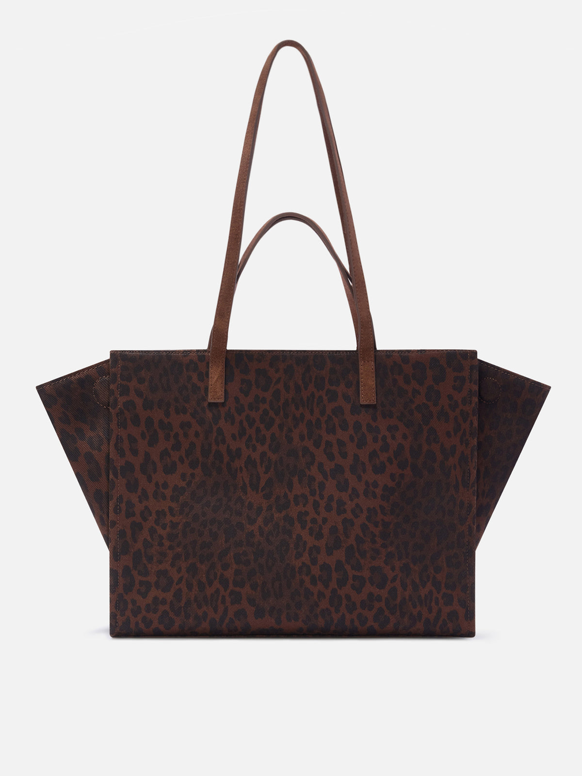 Grand sac Jour en denim avec imprimé léopard et anses en daim 