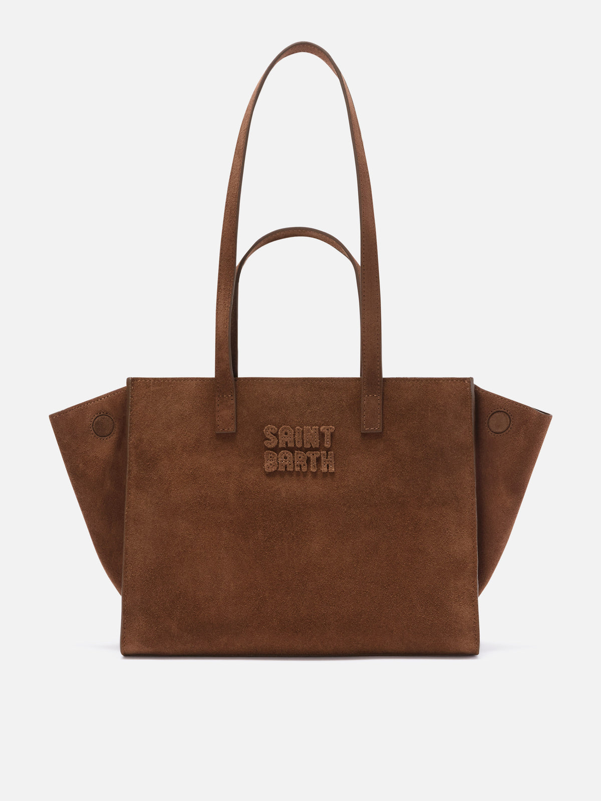 Sac Jour Medium en daim marron avec logo brodé 