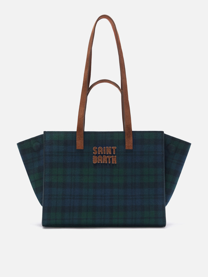 Sac Jour Medium à motif tartan avec anses en daim 