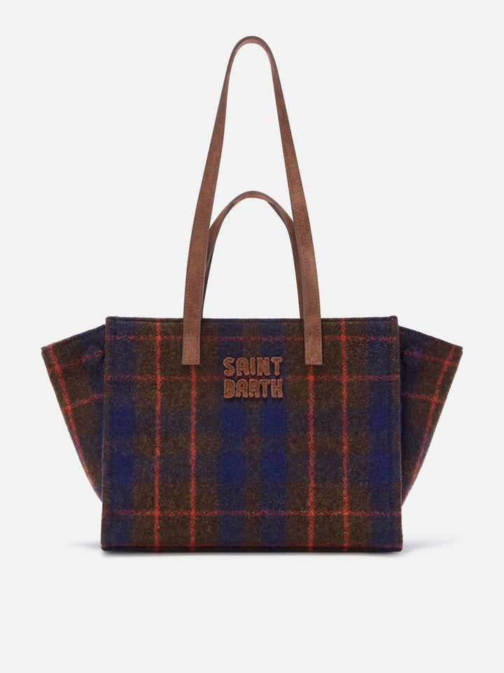 Sac Jour Medium à motif tartan avec poignées en daim 