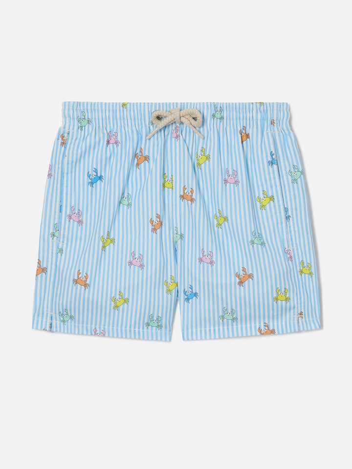 Joell swim shorts striped with all-over crabs print