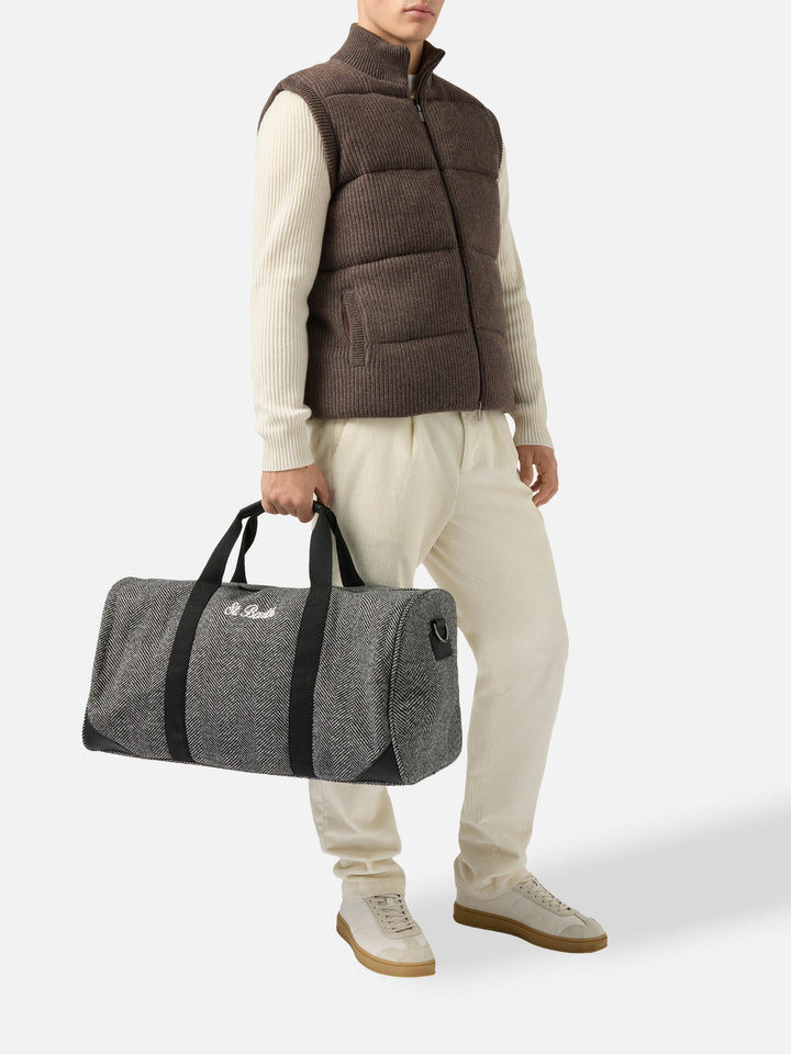 Jetleg Wool Travel Bag in herringbone wool blend