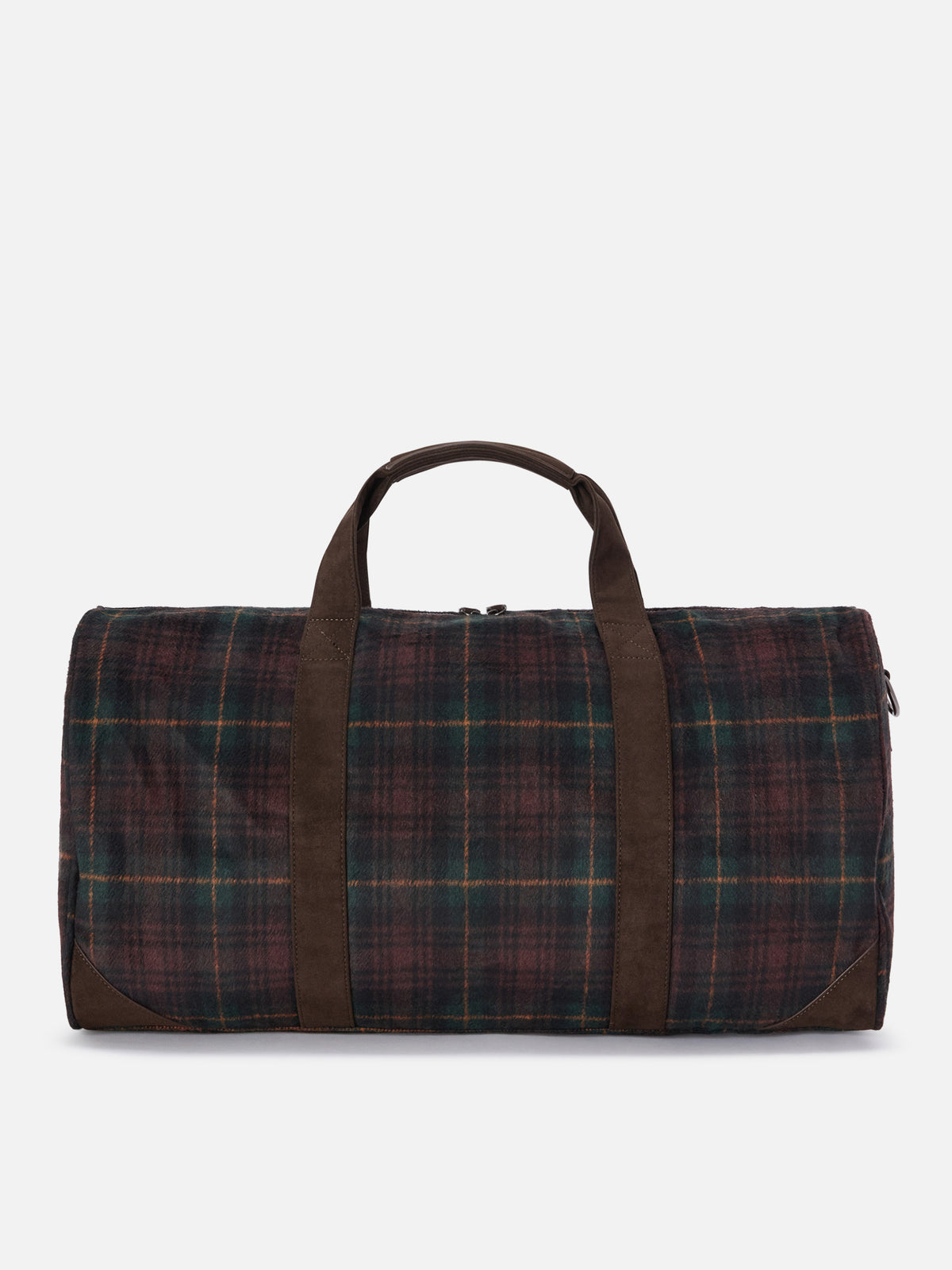 Bolso de viaje Jetleg de mezcla de lana con motivo tartán y ribetes de piel sintética 