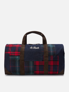 Bolsa de viaje Jetleg en denim patchwork y tartán con detalles en piel sintética 