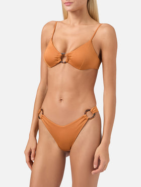 Bralette-Bikini Juca Evelyn mit Schlaufe in glänzendem Ockergelb