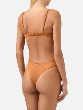 Bralette-Bikini Juca Evelyn mit Schlaufe in glänzendem Ockergelb