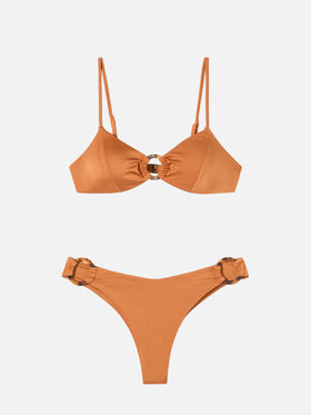 Bralette-Bikini Juca Evelyn mit Schlaufe in glänzendem Ockergelb