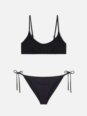 Bikini brassière noir Judy Virgo avec liens à nouer 