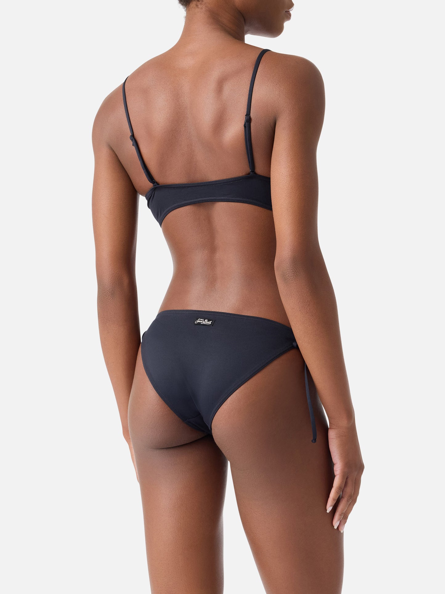 Bikini bralette negro Judy Virgo con lazadas 