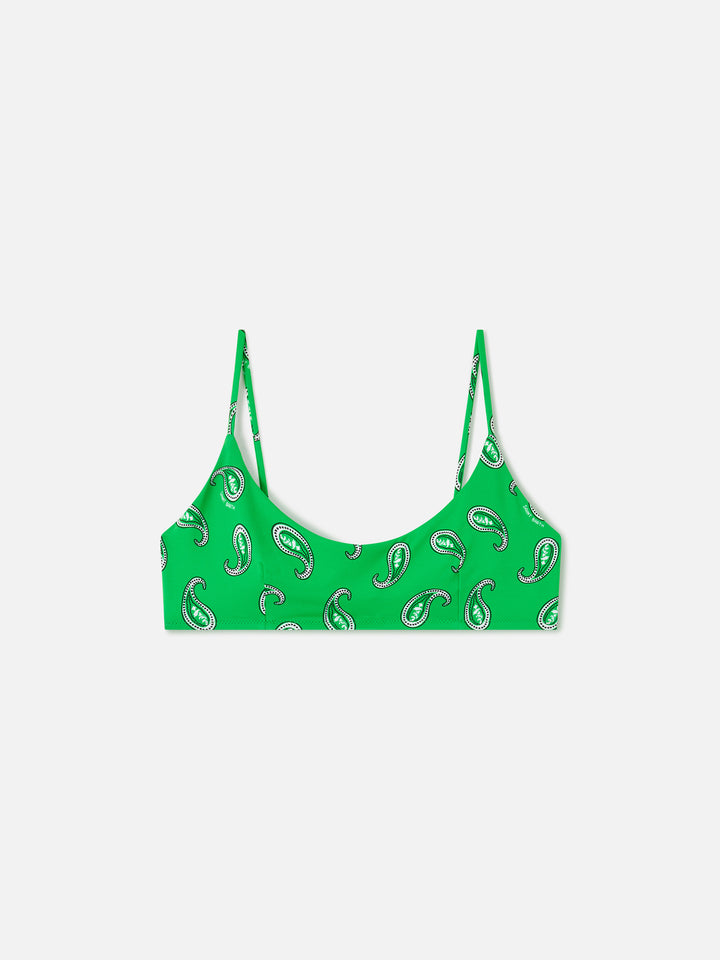 Haut de bikini brassière Green Judy à imprimé cachemire 