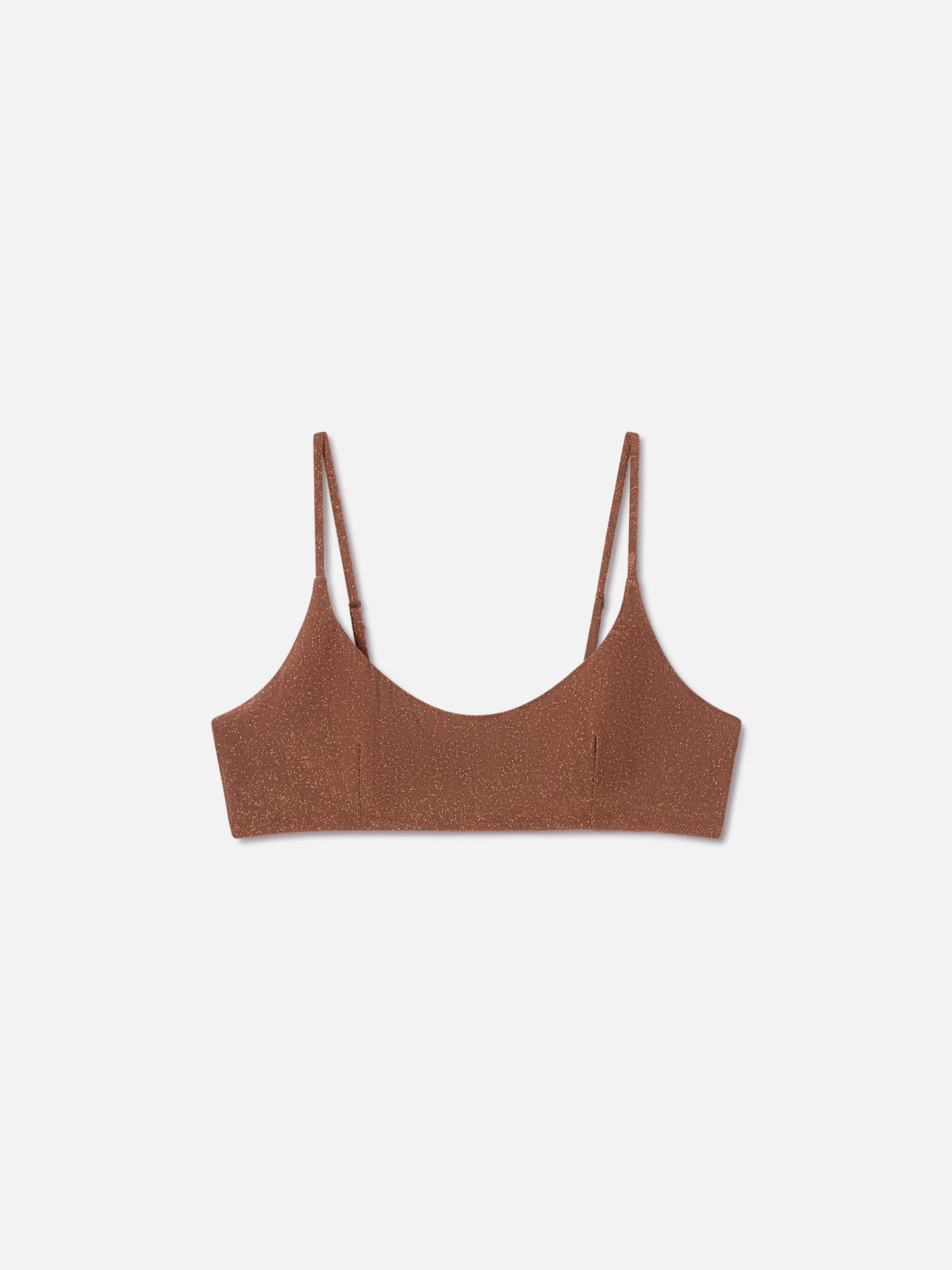 Top de bikini tipo bralette Judy en lurex marrón 