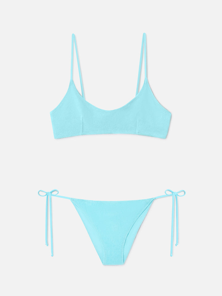 Judy Virgo grünes Bralette-Bikini aus Frottee 