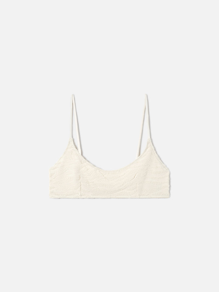 Haut brassière Judy en éponge beige à motif zèbre en relief 