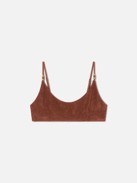 Brown Judy terry bralette bikini top with charms
