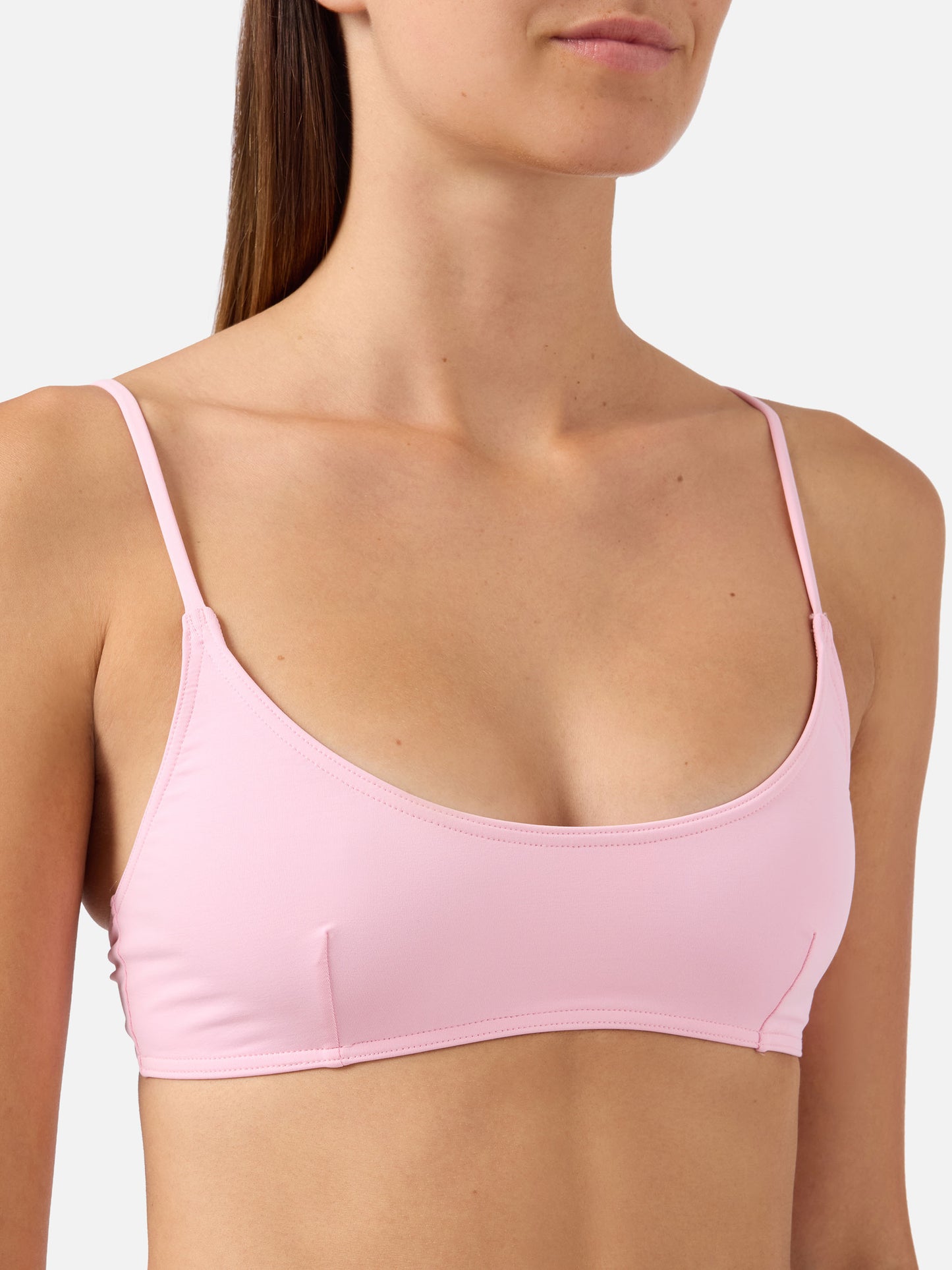 Judy Bralette-Bikinioberteil in einfarbigem Pastellrosa 