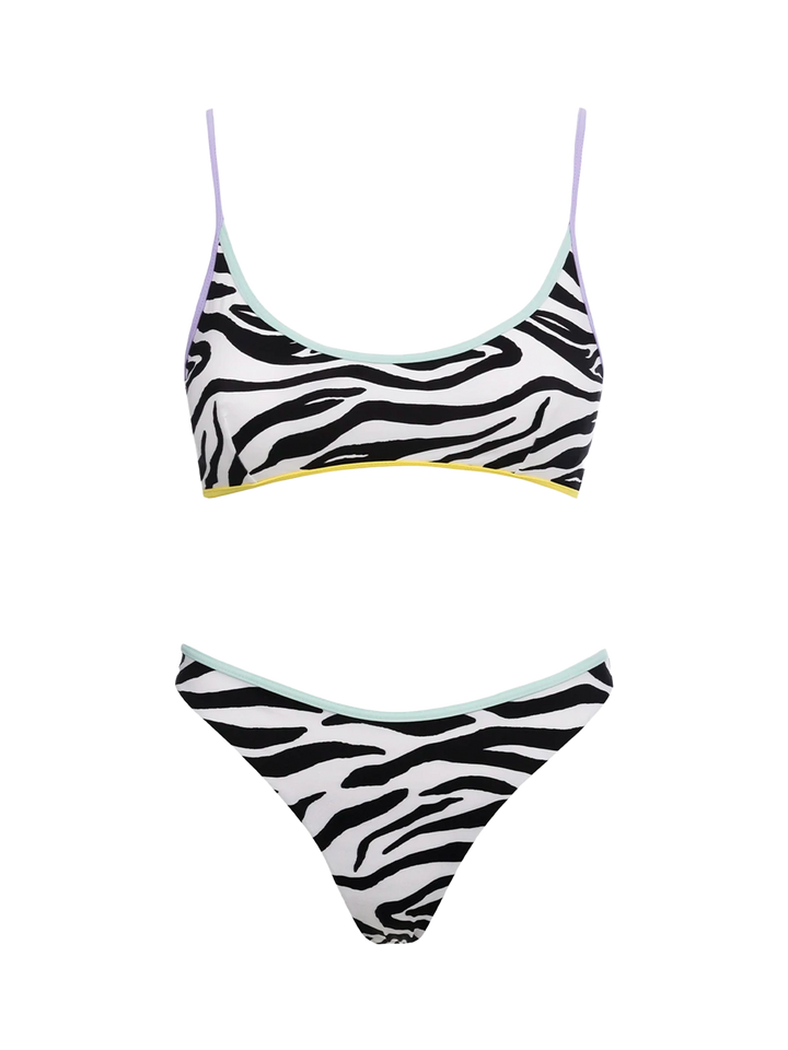 Bikini da donna a bralette zebrato Judy Naomi con bordino
