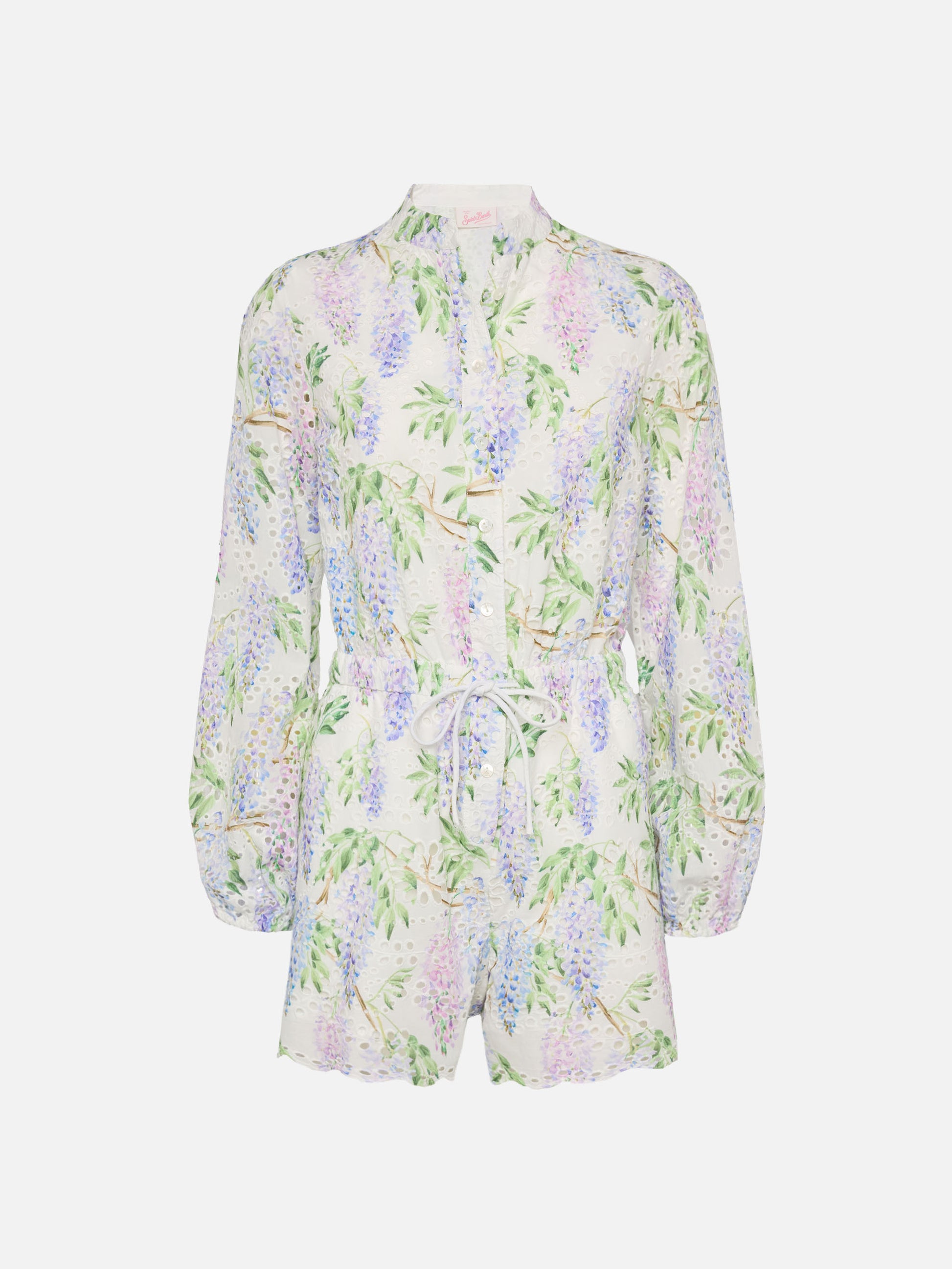 Julian Sangallo lace cotton playsuit with floral print - MC2 Saint Barth