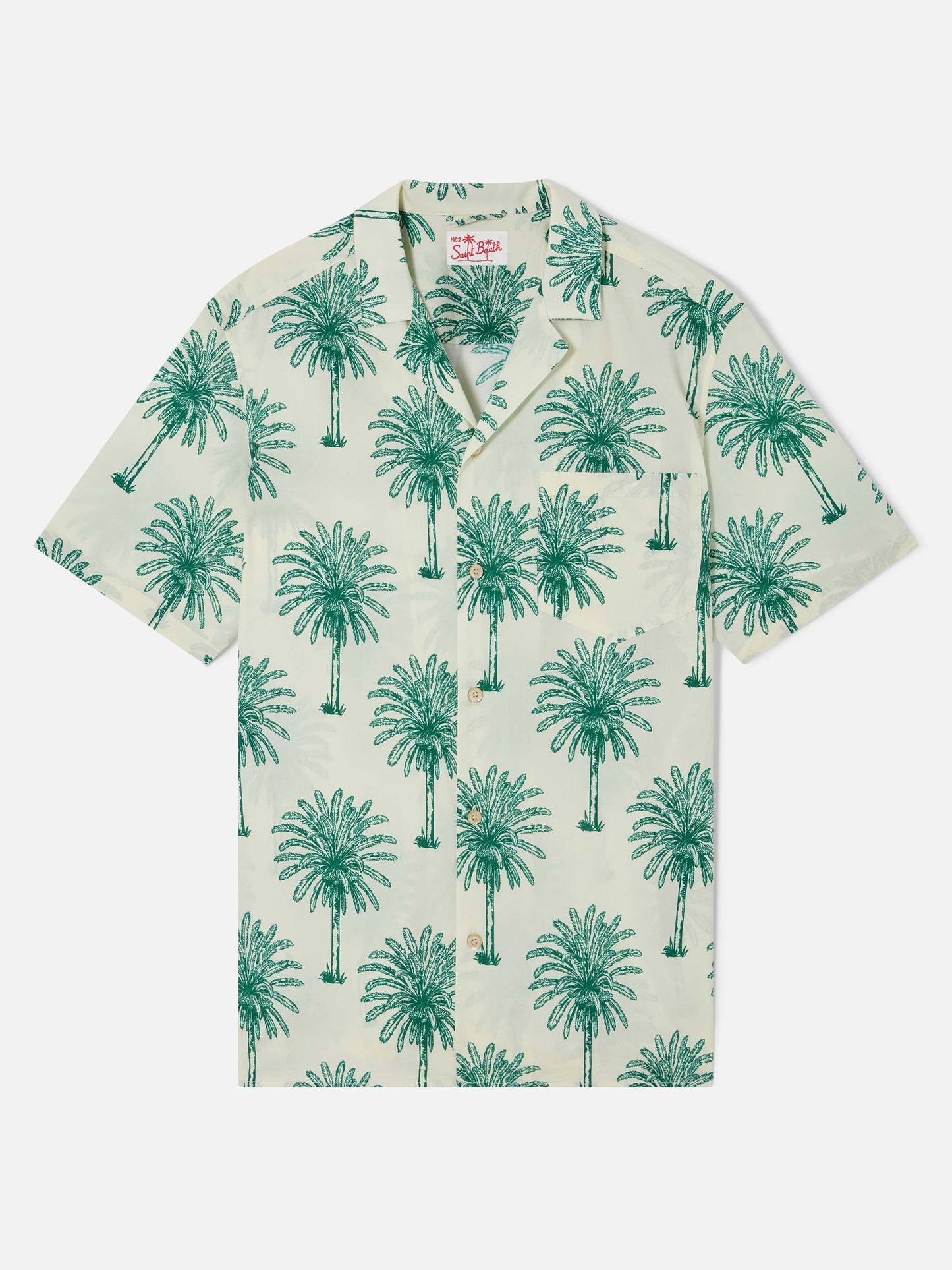 Chemise à manches courtes en coton Kalea avec imprimé palmiers 
