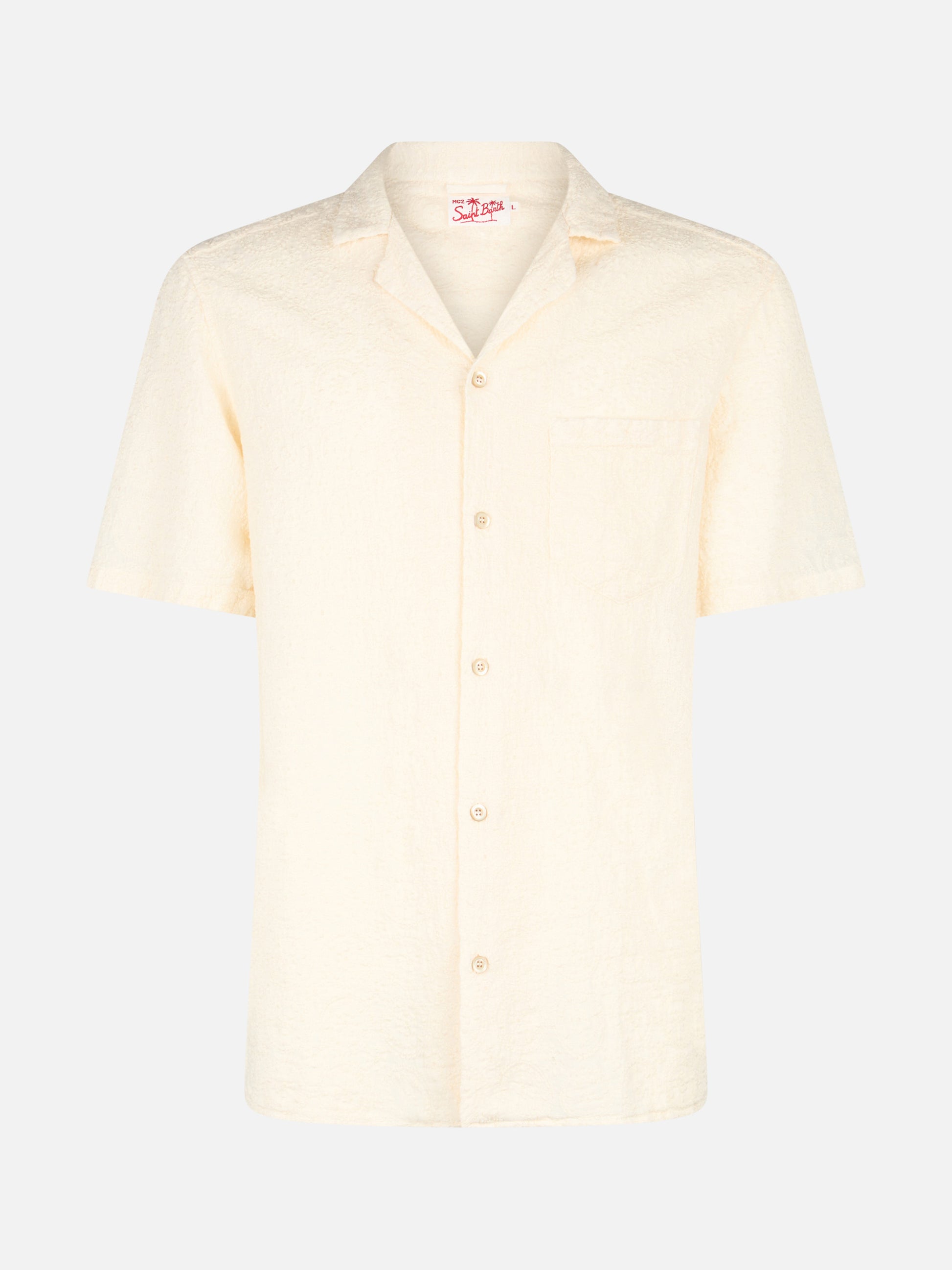 Man linen shirt Kalea with flower embroidery - MC2 Saint Barth